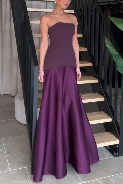 Mireille | Robe longue élégante sans bretelles et évasée